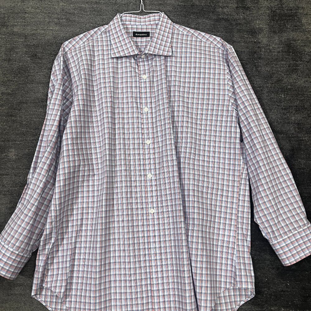 Esquire Men's Large Checkered Long Sleeve Button Down